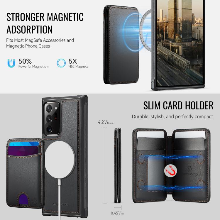 For Samsung Galaxy Note20 Ultra JEEHOOD J10 Flip Card Bag MagSafe Split RFID Leather Phone Case