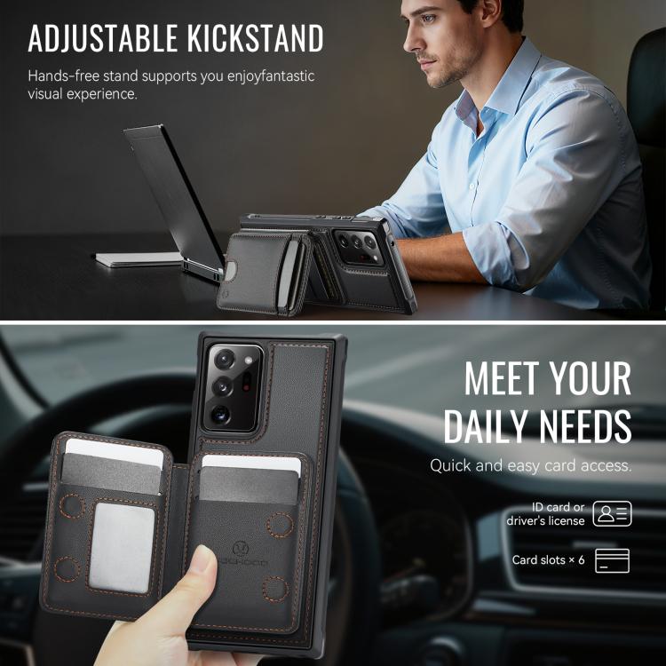 For Samsung Galaxy Note20 Ultra JEEHOOD J10 Flip Card Bag MagSafe Split RFID Leather Phone Case