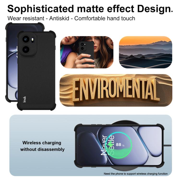 For OnePlus Ace 6 / 6T / 15R imak Shockproof Airbag TPU Phone Case - Matte Black