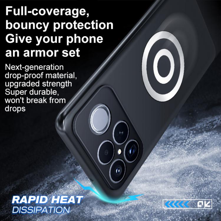 For Redmi K90 Pro Max / Poco F8 Ultra Graphene Brass Thermal Grease Cooling Frosted Magnetic Phone Case - Black