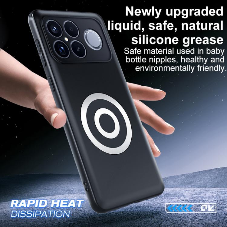 For Redmi K90 Pro Max / Poco F8 Ultra Graphene Brass Thermal Grease Cooling Frosted Magnetic Phone Case - Black