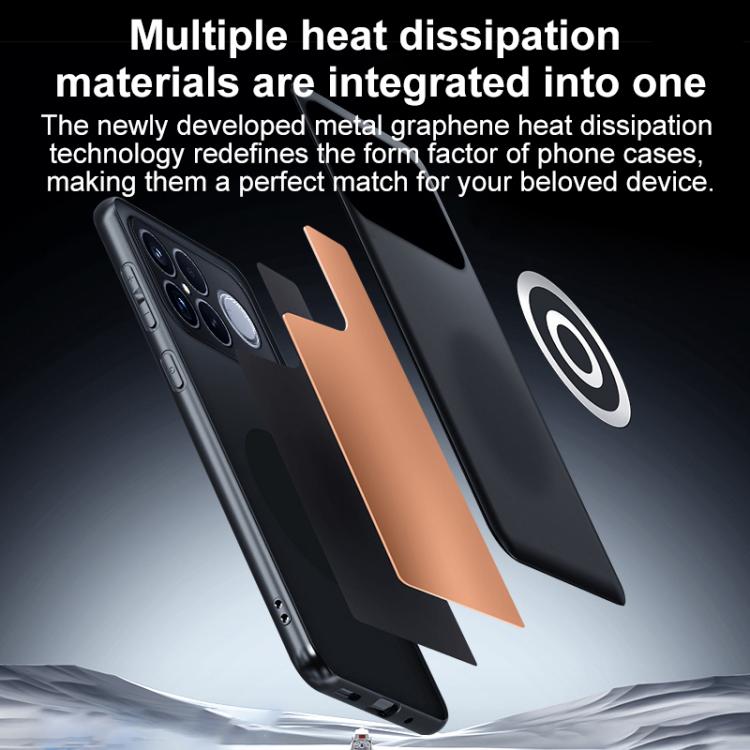 For Redmi K90 Pro Max / Poco F8 Ultra Graphene Brass Thermal Grease Cooling Frosted Magnetic Phone Case - Black