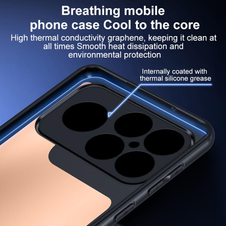 For Redmi K90 Pro Max / Poco F8 Ultra Graphene Brass Thermal Grease Cooling Frosted Magnetic Phone Case - Black
