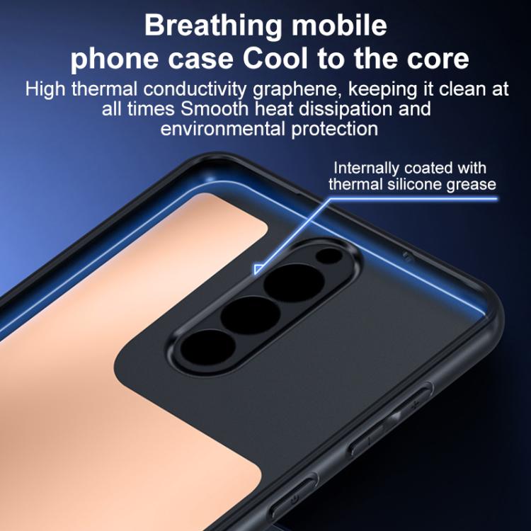 For ZTE nubia RedMagic 8 Pro / 8 Pro+ Graphene Brass Thermal Grease Cooling Frosted Magnetic Phone Case - Black