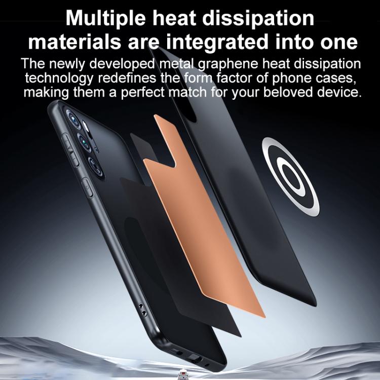 For ZTE nubia RedMagic 9 Pro / 9 Pro+ Graphene Brass Thermal Grease Cooling Frosted Magnetic Phone Case - Black