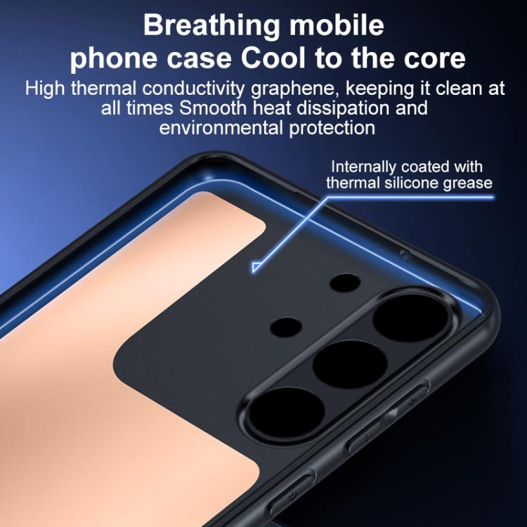 For ZTE nubia RedMagic 10 Pro / 10 Pro+ Graphene Brass Thermal Grease Cooling Frosted Magnetic Phone Case - Black