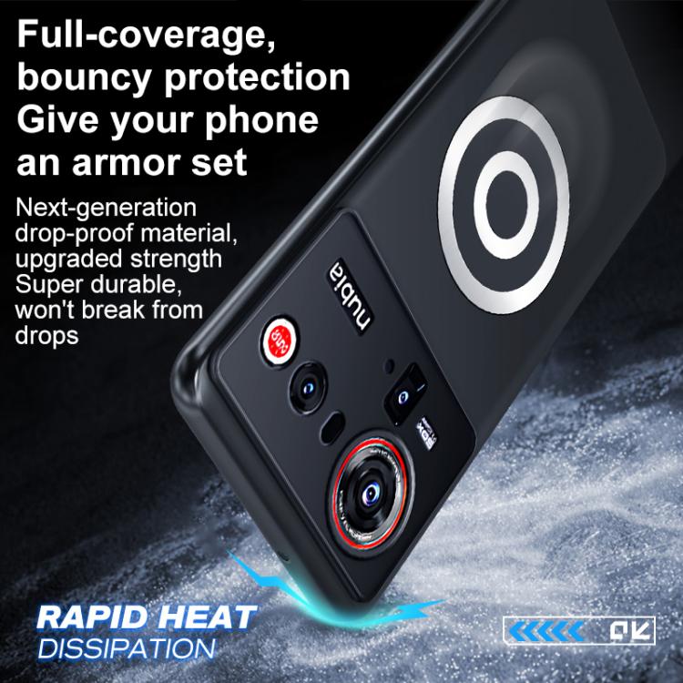 For ZTE nubia Z8 Ultra Graphene Brass Thermal Grease Cooling Frosted Magnetic Phone Case - Black