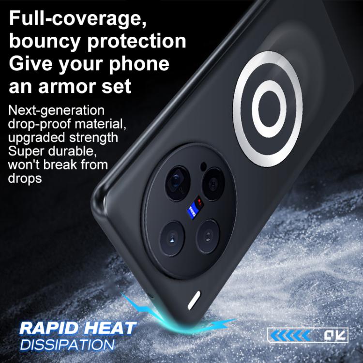 For vivo X300 Graphene Brass Thermal Grease Cooling Frosted Magnetic Phone Case - Black