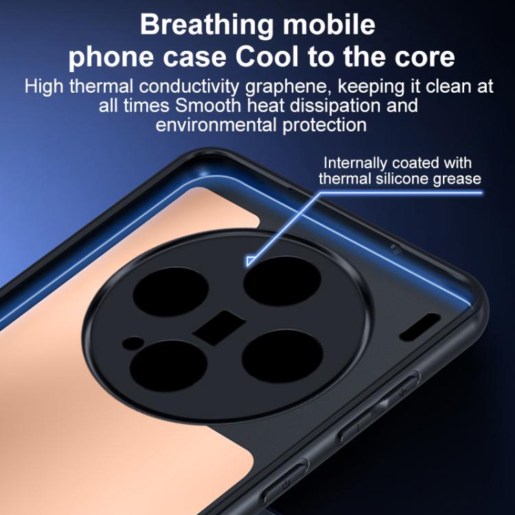 For vivo X300 Graphene Brass Thermal Grease Cooling Frosted Magnetic Phone Case - Black