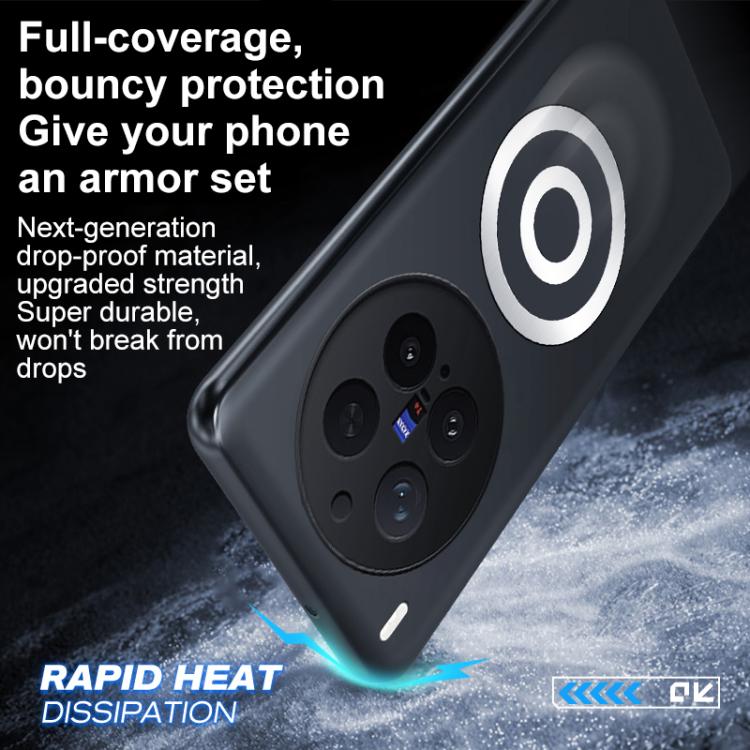 For vivo X300 Pro Graphene Brass Thermal Grease Cooling Frosted Magnetic Phone Case - Black