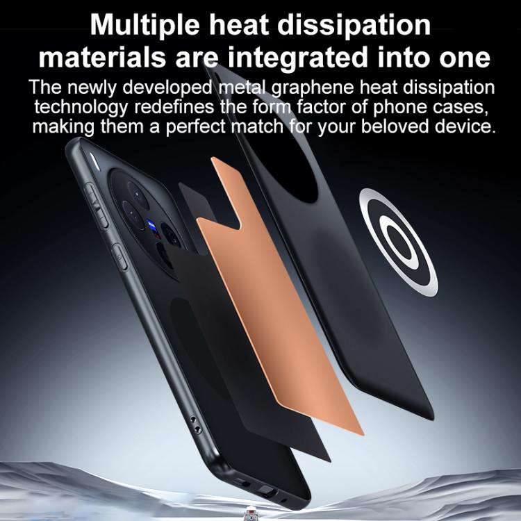 For vivo X300 Pro Graphene Brass Thermal Grease Cooling Frosted Magnetic Phone Case - Black