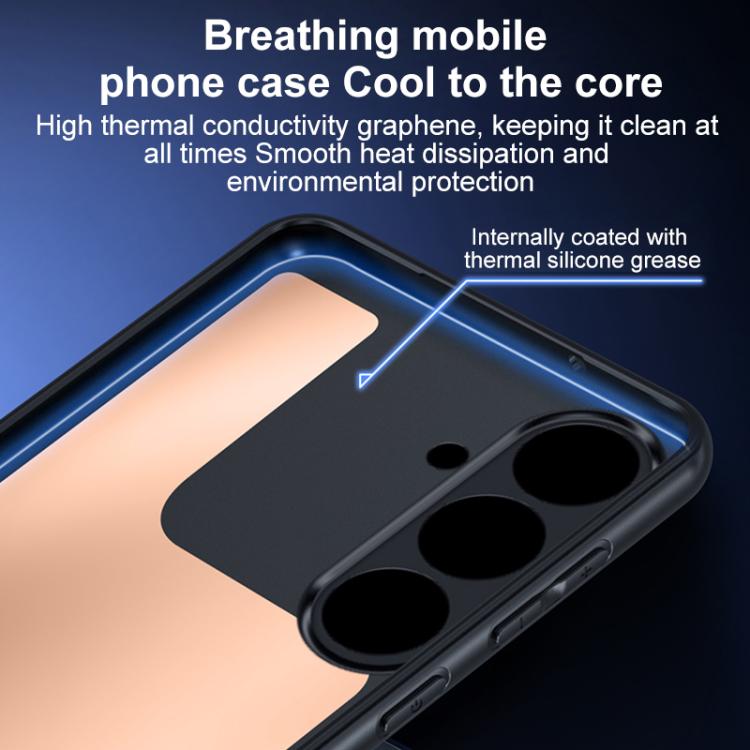 For Samsung Galaxy S24+ 5G Graphene Brass Thermal Grease Cooling Frosted Magnetic Phone Case - Black