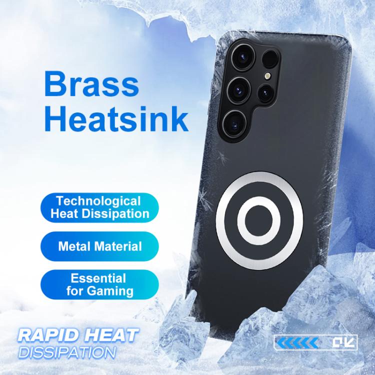 For Samsung Galaxy S23 Ultra 5G Graphene Brass Thermal Grease Cooling Frosted Magnetic Phone Case - Black
