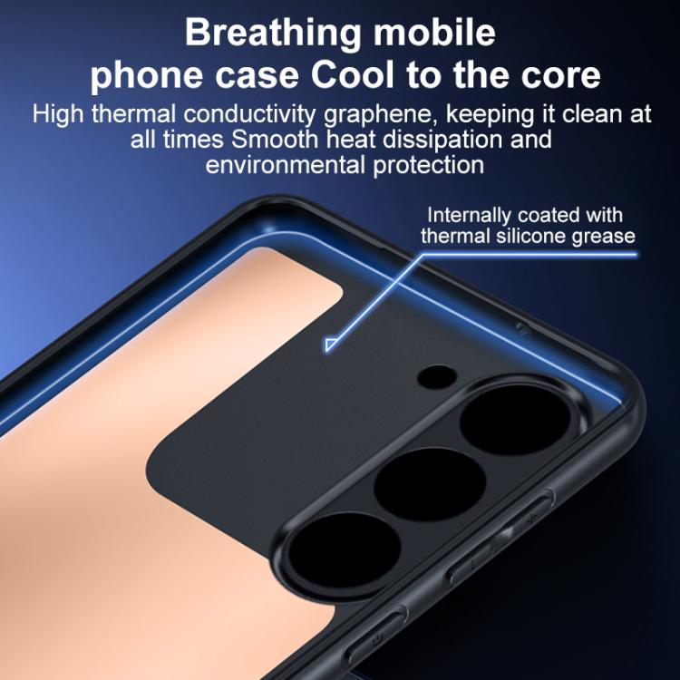 For Samsung Galaxy S23+ 5G Graphene Brass Thermal Grease Cooling Frosted Magnetic Phone Case - Black