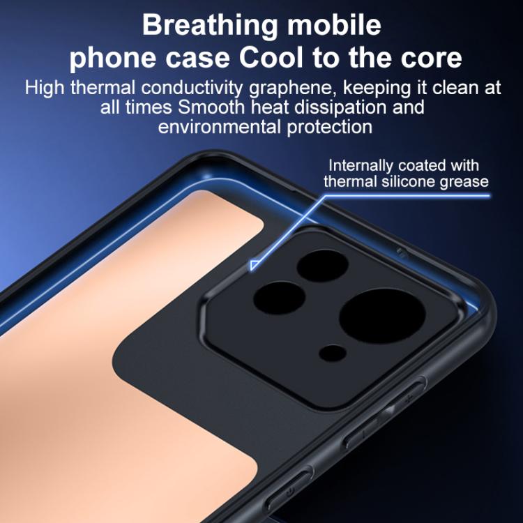 For Asus ROG Phone 8 / 8 Pro Graphene Brass Thermal Grease Cooling Frosted Magnetic Phone Case - Black