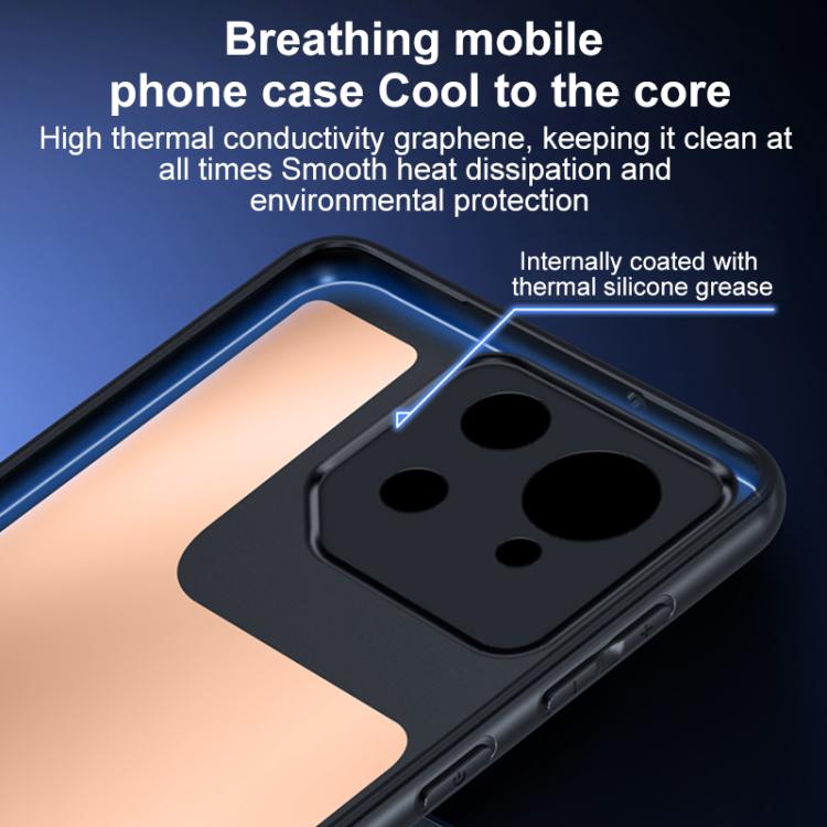 For Asus ROG Phone 9 / 9 Pro Graphene Brass Thermal Grease Cooling Frosted Magnetic Phone Case - Black