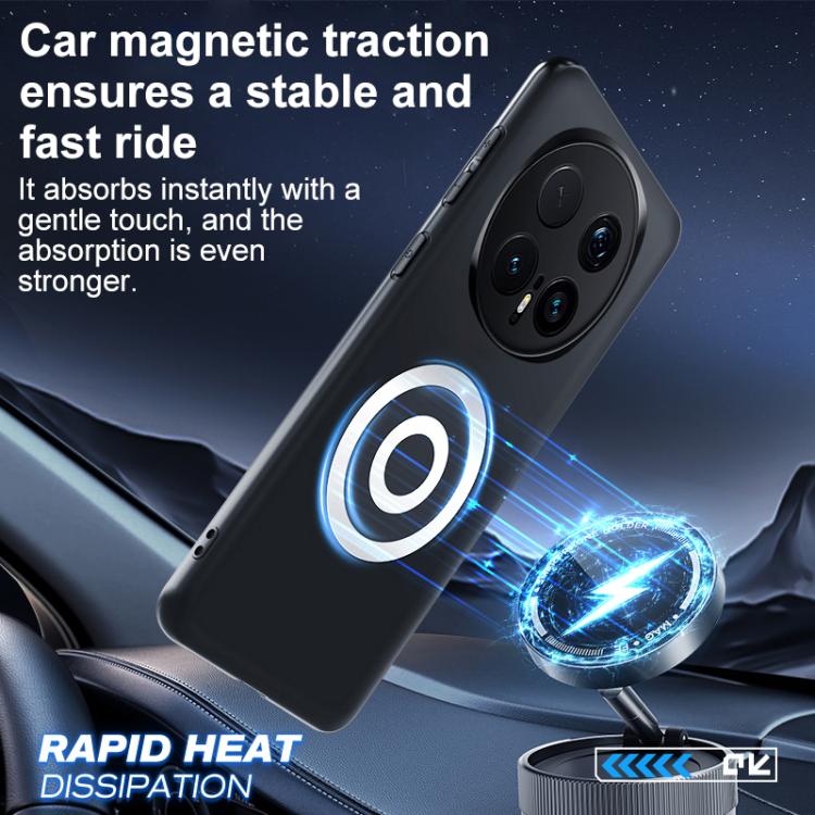For Honor Magic8 Pro Graphene Brass Thermal Grease Cooling Frosted Magnetic Phone Case - Black