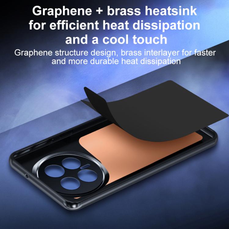 For Honor Magic8 Pro Graphene Brass Thermal Grease Cooling Frosted Magnetic Phone Case - Black