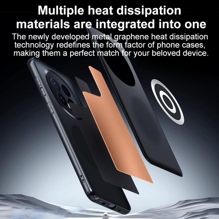 For Honor Magic8 Graphene Brass Thermal Grease Cooling Frosted Magnetic Phone Case - Black