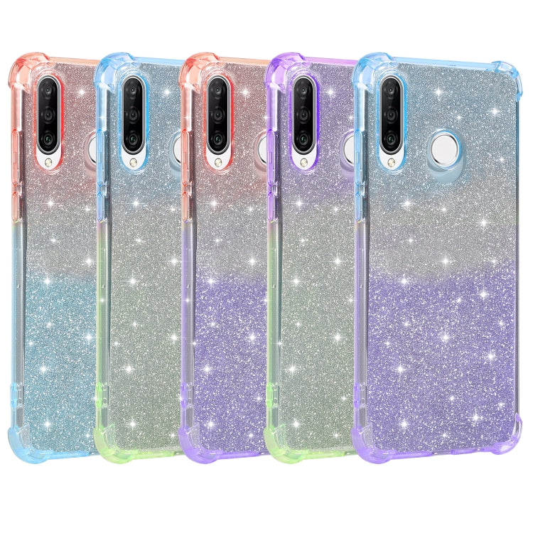 For Huawei nova 4e Gradient Glitter Powder Shockproof TPU Protective Case