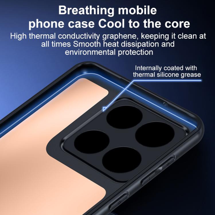 For OnePlus Ace Racing Graphene Brass Thermal Grease Cooling Frosted Magnetic Phone Case - Black