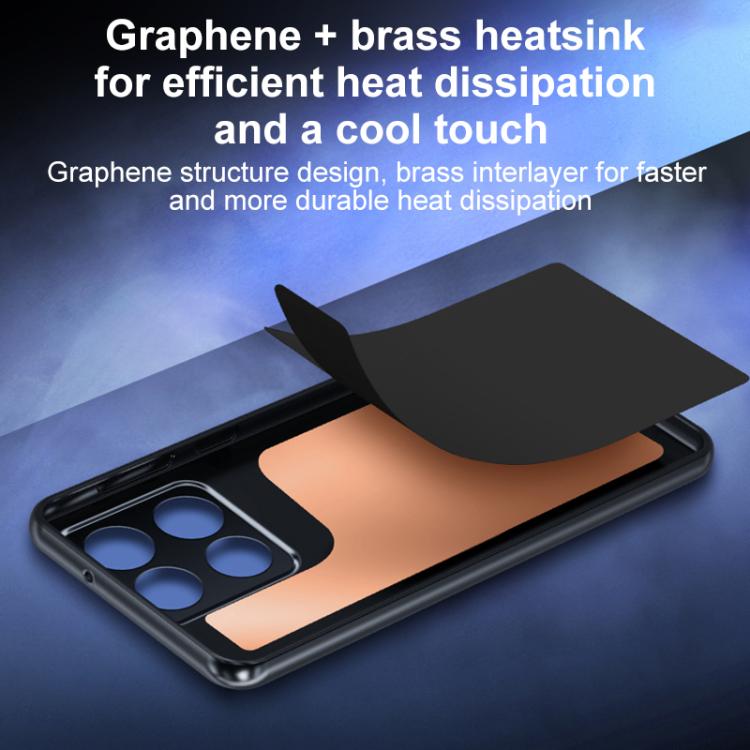 For OnePlus Ace Racing Graphene Brass Thermal Grease Cooling Frosted Magnetic Phone Case - Black
