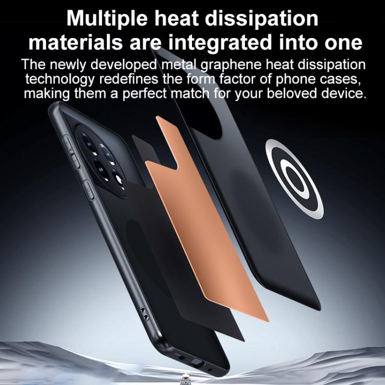 For OnePlus 11 Graphene Brass Thermal Grease Cooling Frosted Magnetic Phone Case - Black