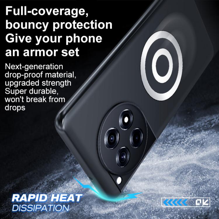 For OnePlus Ace 3 Graphene Brass Thermal Grease Cooling Frosted Magnetic Phone Case - Black