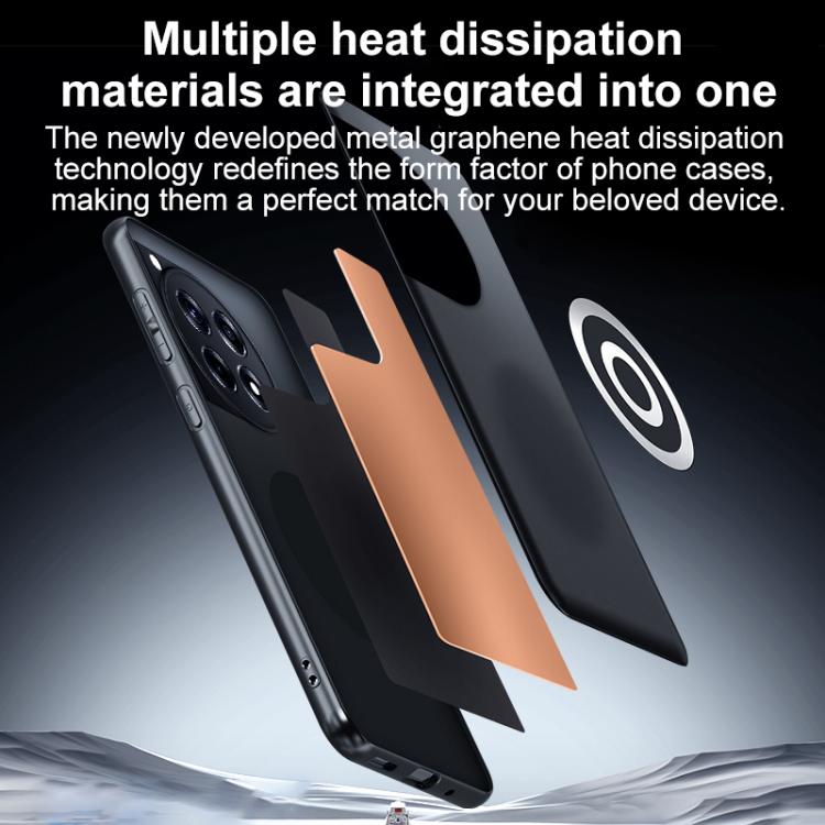 For OnePlus Ace 3 Graphene Brass Thermal Grease Cooling Frosted Magnetic Phone Case - Black