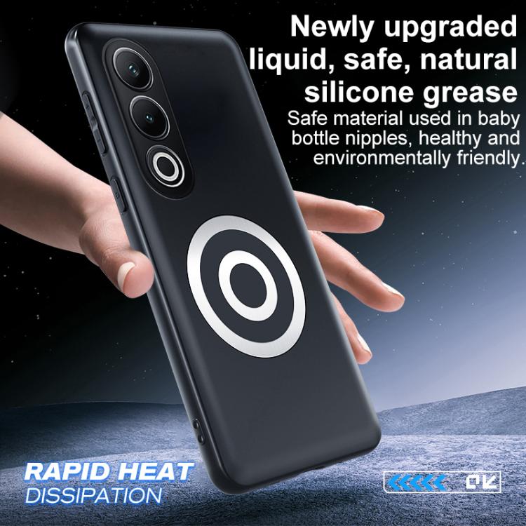 For OnePlus Ace 3V Graphene Brass Thermal Grease Cooling Frosted Magnetic Phone Case - Black