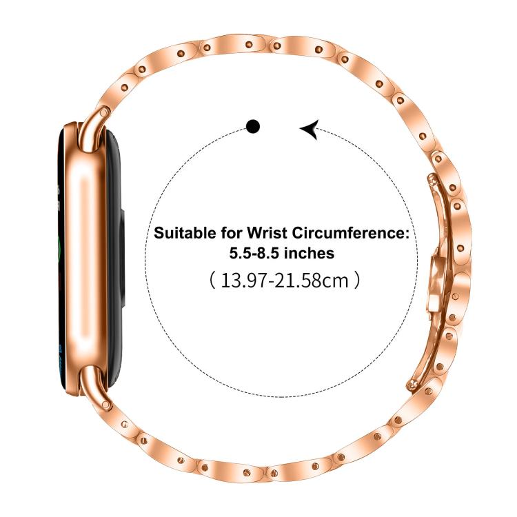 For Xiaomi Smart Band 10 / 9 / 8 Slim Butterfly Buckle Metal Stainless Steel Watch Band