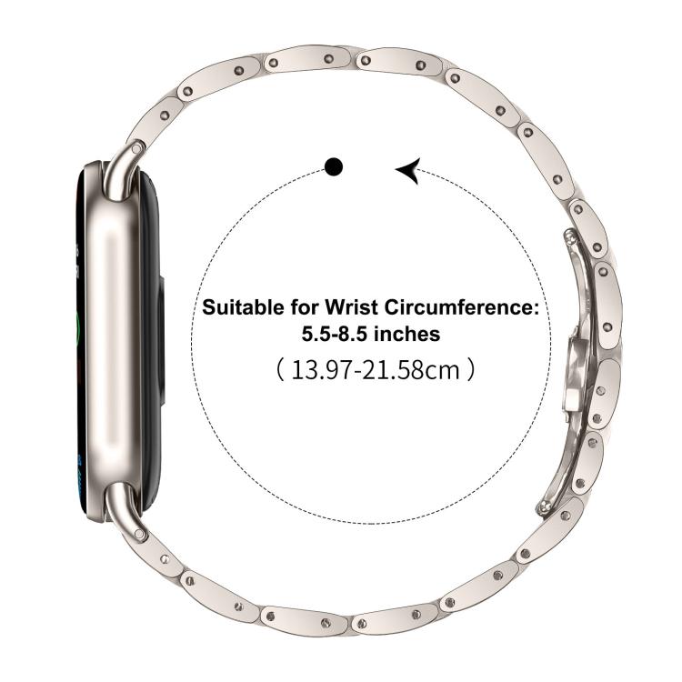 For Xiaomi Smart Band 10 / 9 / 8 Slim Butterfly Buckle Metal Stainless Steel Watch Band