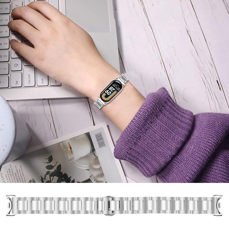 For Xiaomi Smart Band 10 / 9 / 8 Slim Butterfly Buckle Metal Stainless Steel Watch Band