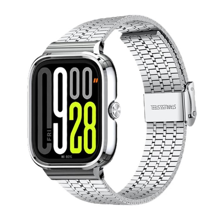For Redmi Watch 5 / Watch 4 Metal Frame Integrated Seven Beads Buckle Stainless Steel Watch Band