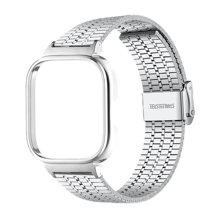 For Redmi Watch 5 / Watch 4 Metal Frame Integrated Seven Beads Buckle Stainless Steel Watch Band