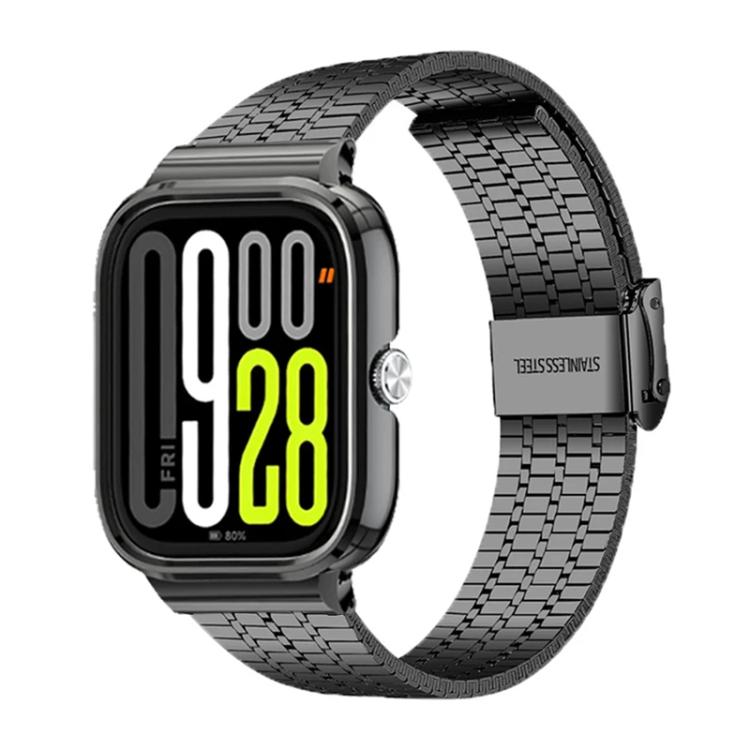 For Redmi Watch 5 / Watch 4 Metal Frame Integrated Seven Beads Buckle Stainless Steel Watch Band