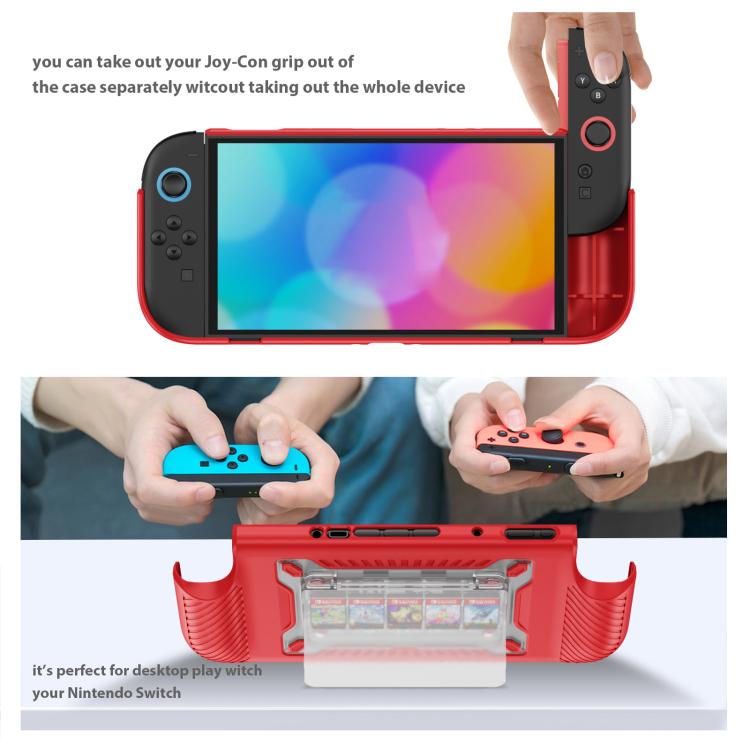 For Nintendo Switch 2 Anti-slip Textured TPU Hybrid PC Gaming Console Protective Case with Card Slot
