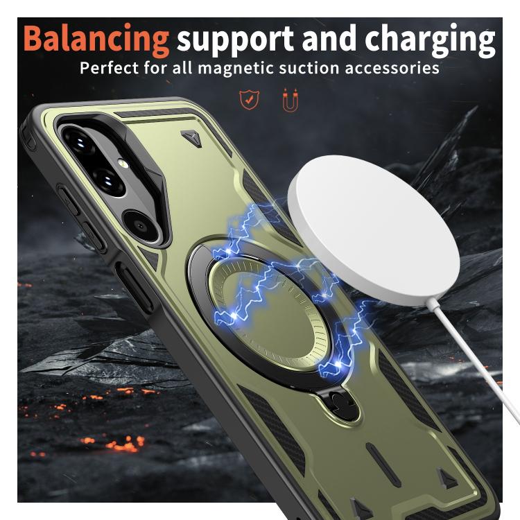 For Samsung Galaxy M16 / F16 5G PC Hybrid TPU Armor MagSafe Ring Holder Phone Case