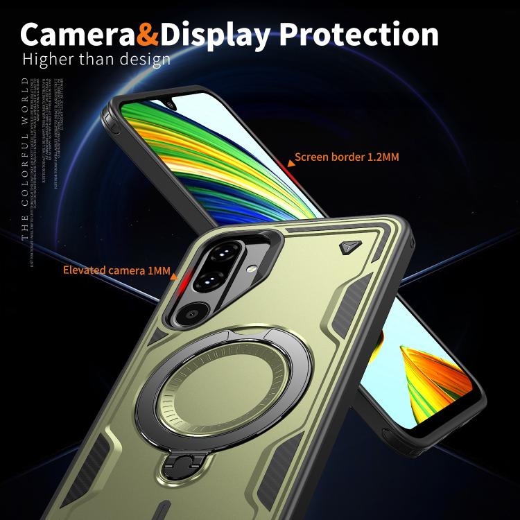 For Samsung Galaxy M16 / F16 5G PC Hybrid TPU Armor MagSafe Ring Holder Phone Case