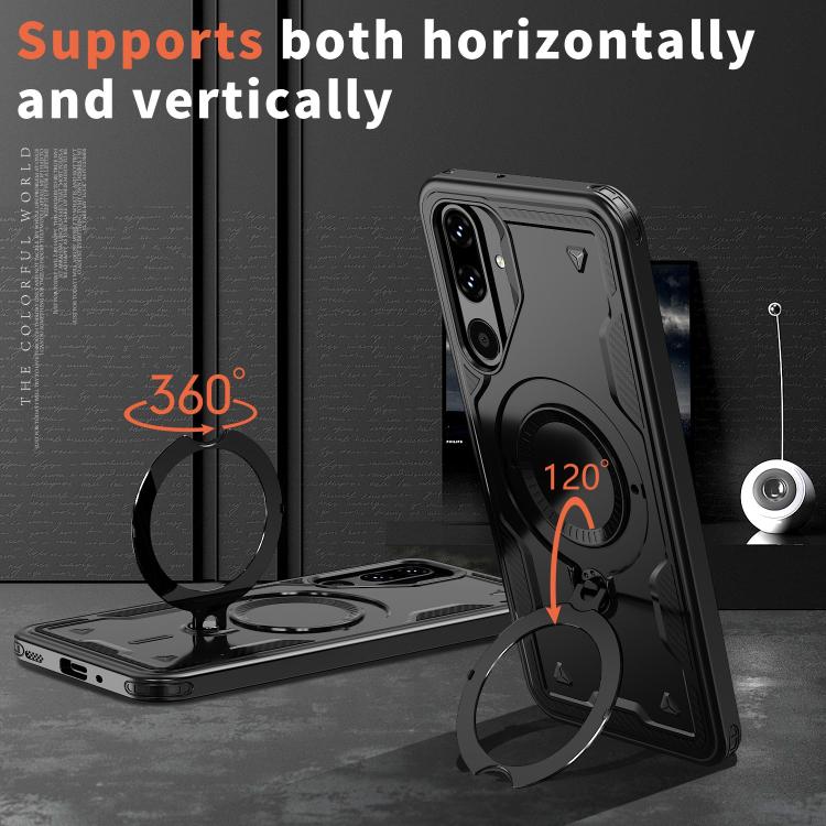 For Samsung Galaxy M16 / F16 5G PC Hybrid TPU Armor MagSafe Ring Holder Phone Case