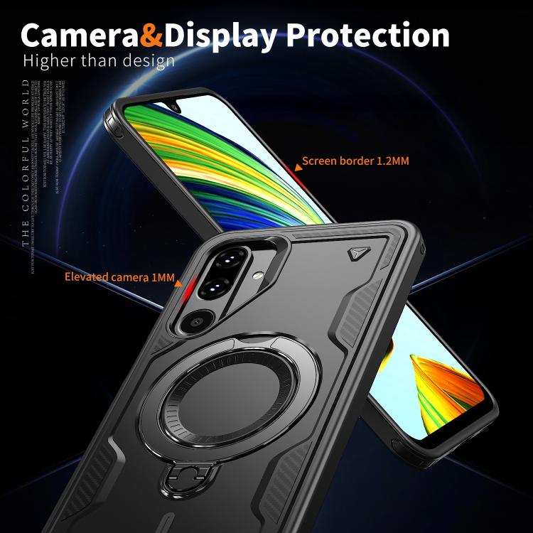For Samsung Galaxy M16 / F16 5G PC Hybrid TPU Armor MagSafe Ring Holder Phone Case