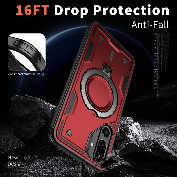 For Samsung Galaxy M16 / F16 5G PC Hybrid TPU Armor MagSafe Ring Holder Phone Case