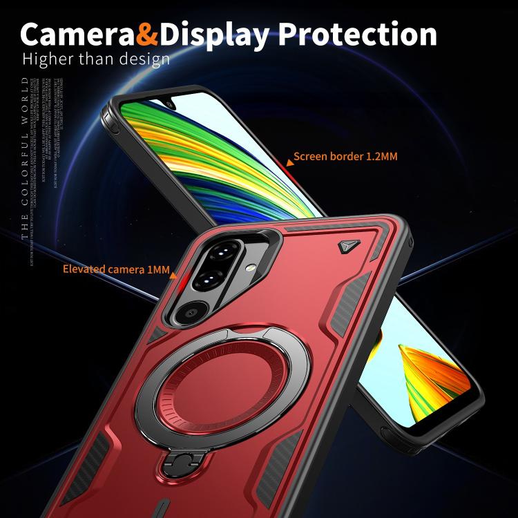For Samsung Galaxy M16 / F16 5G PC Hybrid TPU Armor MagSafe Ring Holder Phone Case