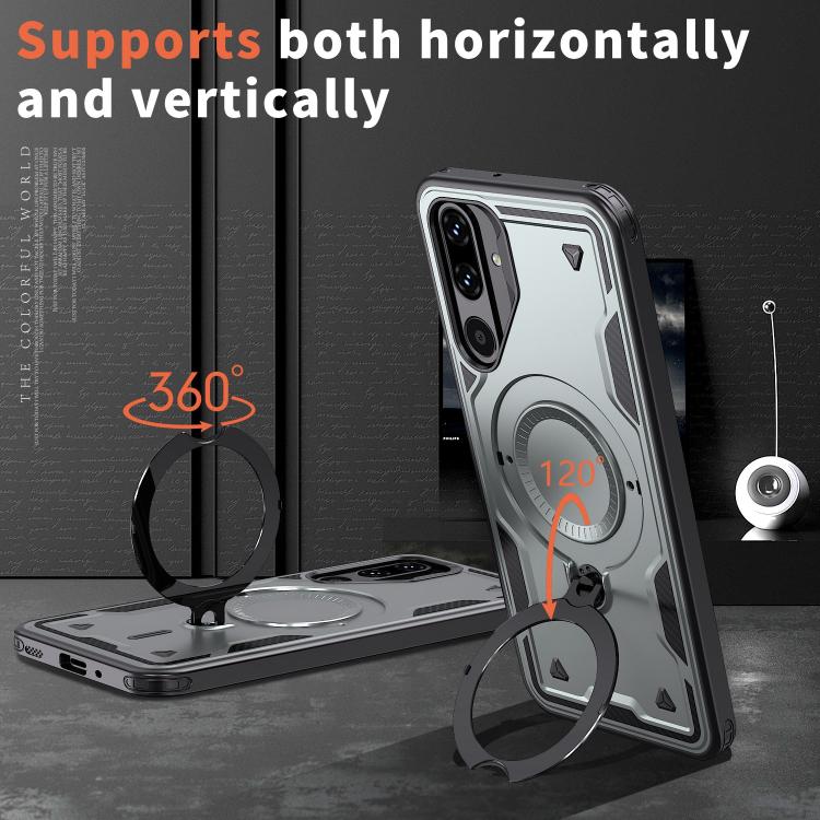 For Samsung Galaxy M16 / F16 5G PC Hybrid TPU Armor MagSafe Ring Holder Phone Case
