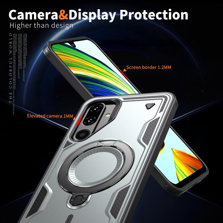 For Samsung Galaxy M16 / F16 5G PC Hybrid TPU Armor MagSafe Ring Holder Phone Case