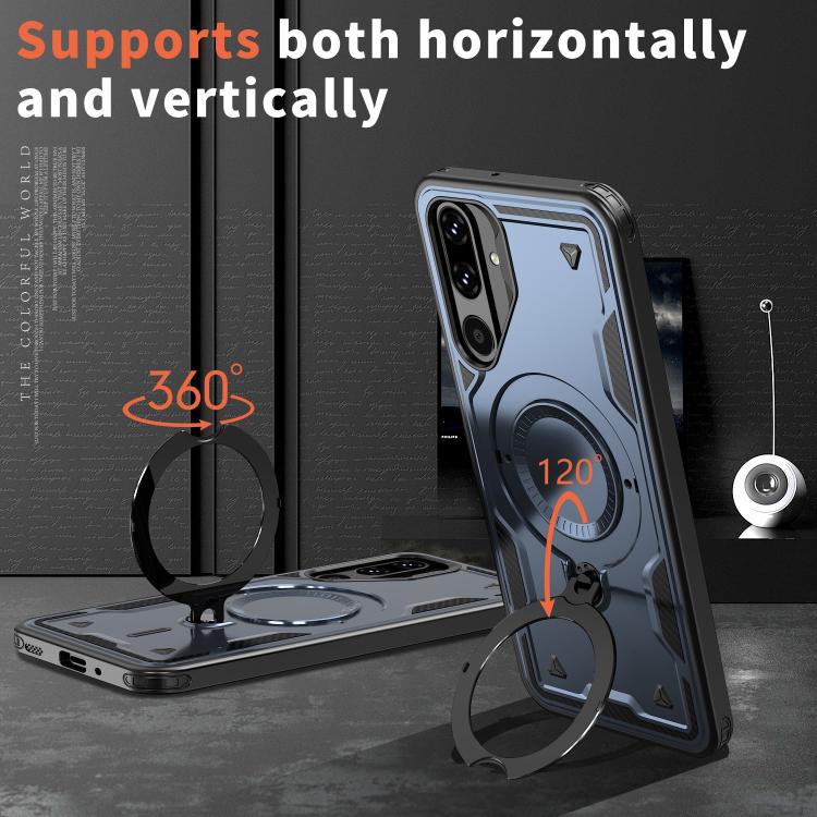 For Samsung Galaxy M16 / F16 5G PC Hybrid TPU Armor MagSafe Ring Holder Phone Case