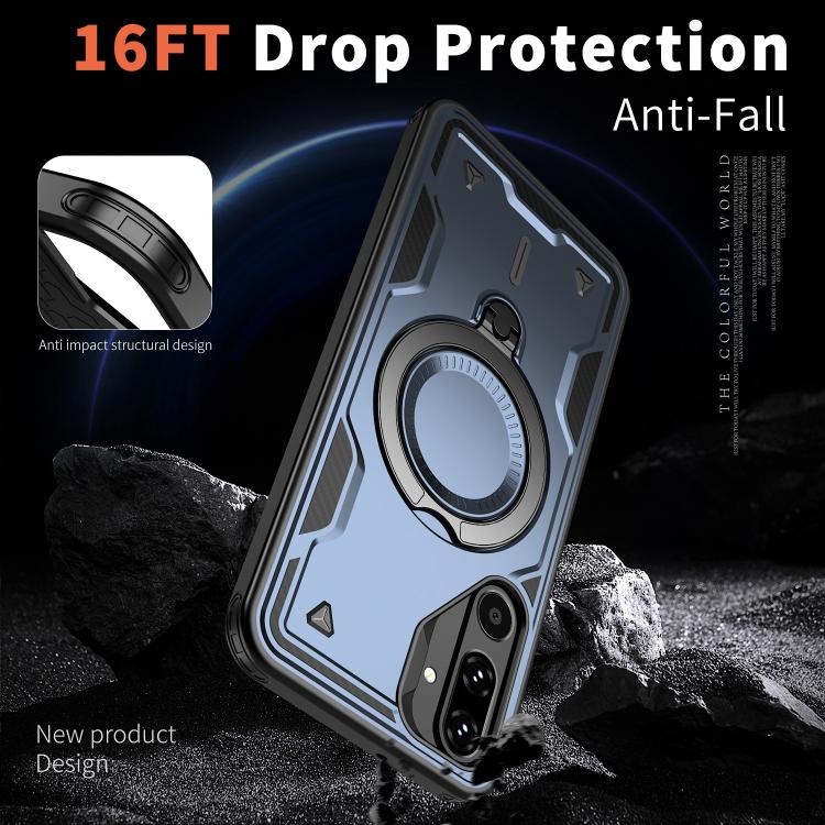 For Samsung Galaxy M16 / F16 5G PC Hybrid TPU Armor MagSafe Ring Holder Phone Case