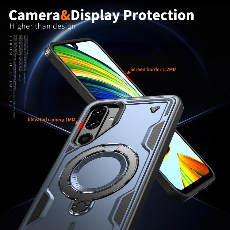 For Samsung Galaxy M16 / F16 5G PC Hybrid TPU Armor MagSafe Ring Holder Phone Case
