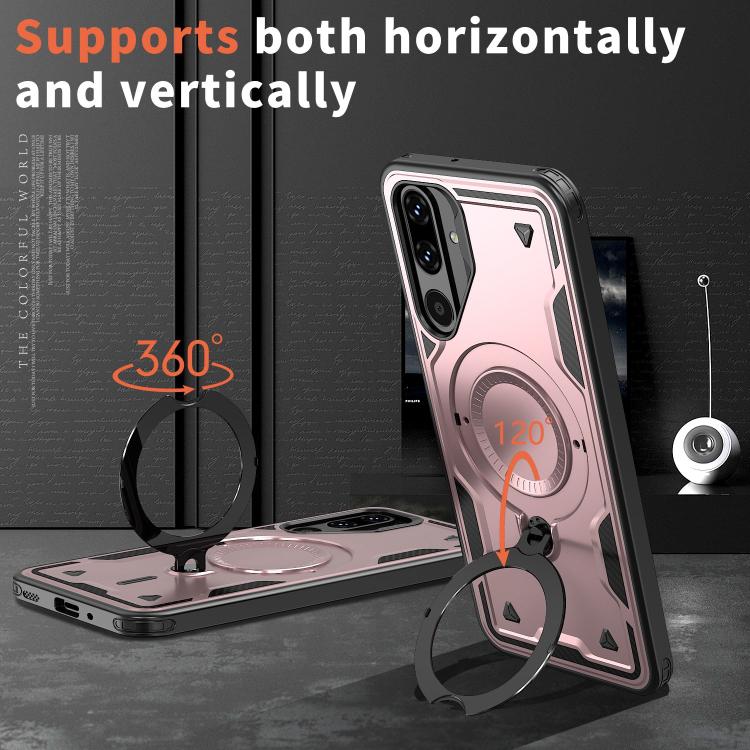 For Samsung Galaxy M16 / F16 5G PC Hybrid TPU Armor MagSafe Ring Holder Phone Case