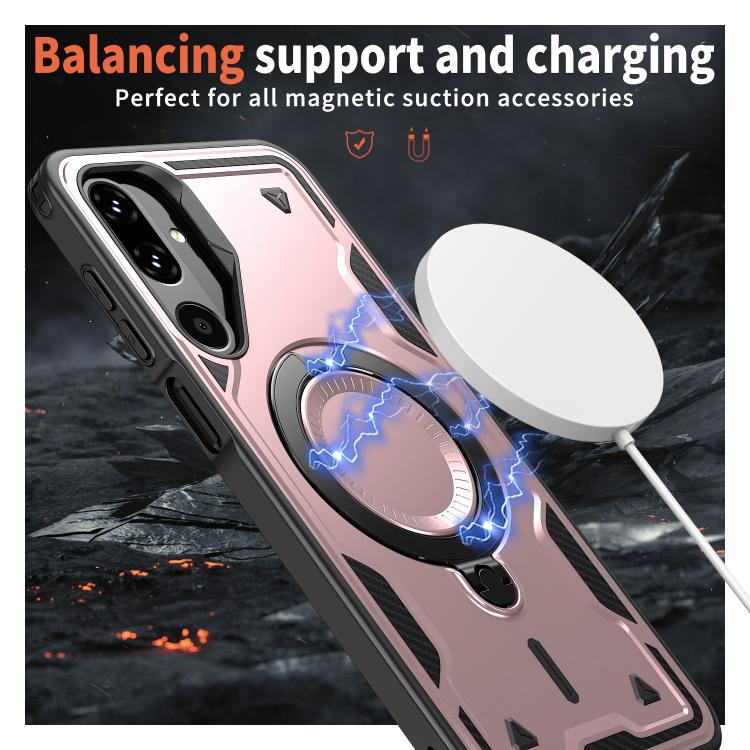 For Samsung Galaxy M16 / F16 5G PC Hybrid TPU Armor MagSafe Ring Holder Phone Case